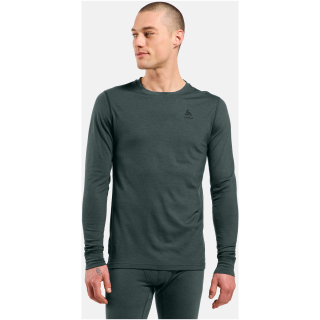 Bielizna termoaktywna z długim rękawem Odlo BL TOP crew neck l/s MERINO 200 zielona
