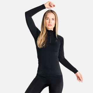 Koszulka termoaktywna damska ODLO Performance Warm half-zip turtelneck top czarna