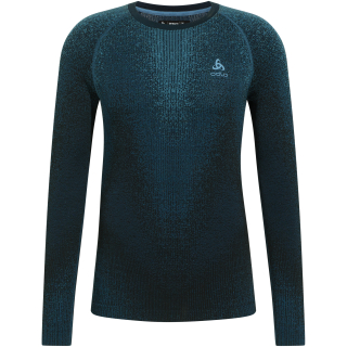 Koszulka termoaktywna z długim rękawem męska ODLO Performance Warm Blackcomb BL Top crew neck l/s niebieska