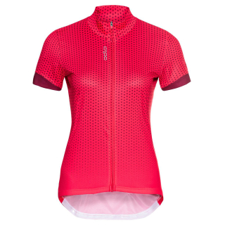 Koszulka tech. damska Odlo Stand-up collar s/s full zip ESSENTIAL PRINT