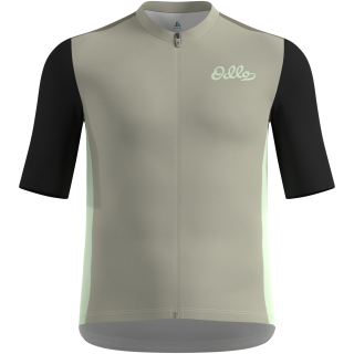 Koszulka rowerowa męska Odlo ESSENTIAL HERITAGE PRINT T-shirt s/u collar s/s full zip szara