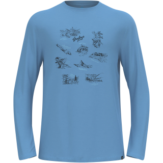 Koszulka z długim rękawem męska ODLO Merino 200 Tourist T-Shirt crew neck l/s niebieska
